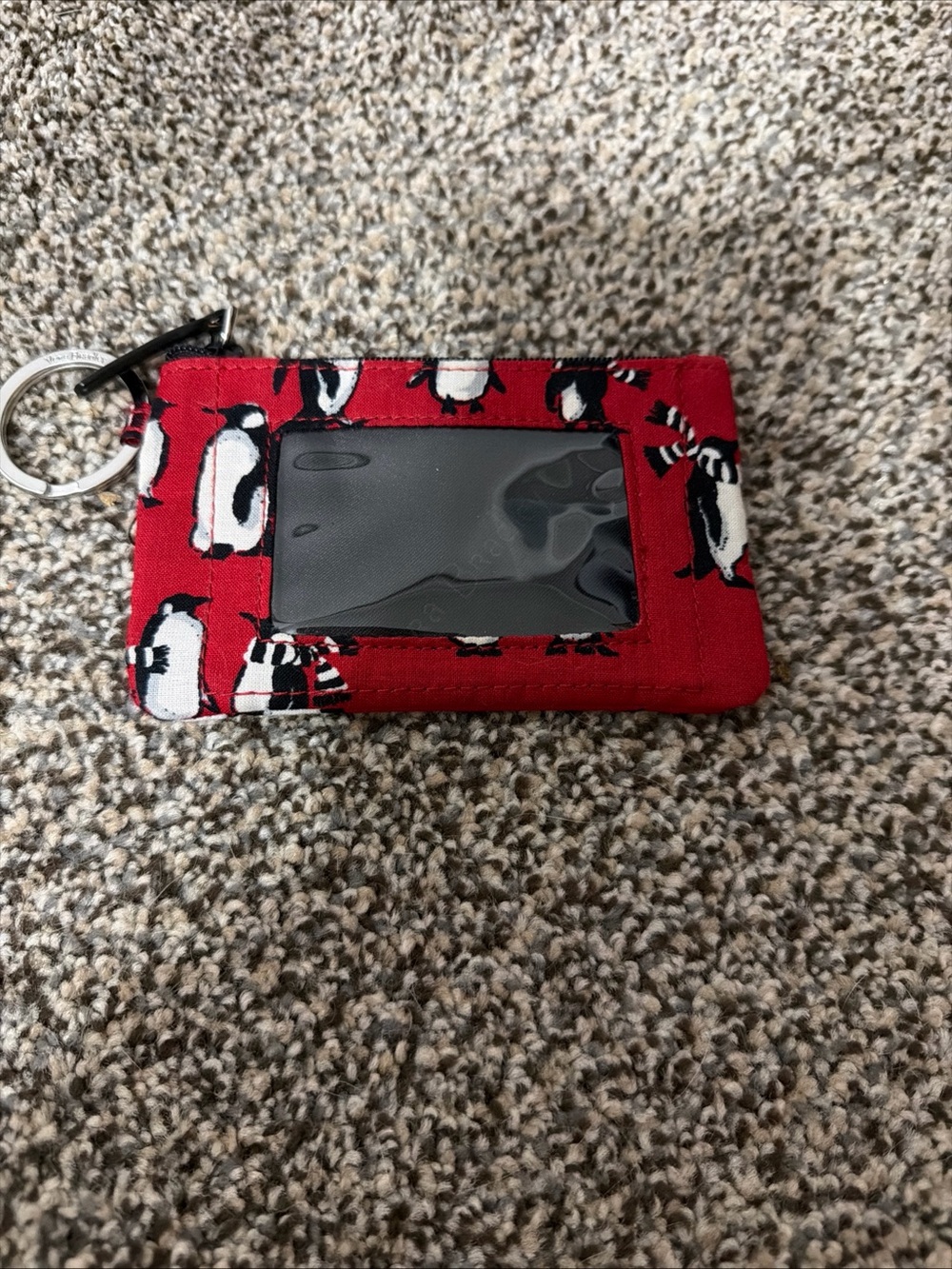Vera Bradley Red Penguin ID Card Holder Keyring